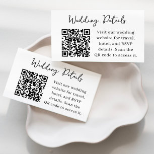 Visita Tarjeta QR de Detalles de Boda con Letra Moderna