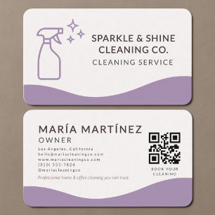 Visita Tarjeta QR púrpura de limpieza del hogar