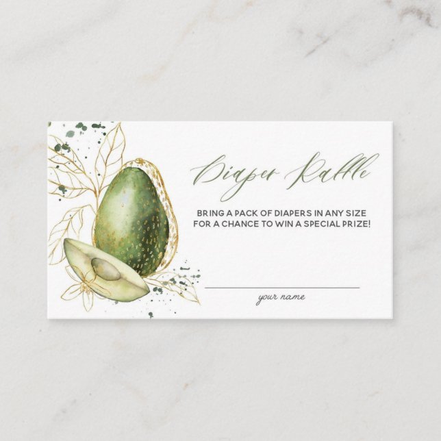 Visita Tarjeta Raffle de aguacate Baby Shower Diaper (Anverso)