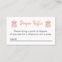 Tarjeta Raffle de pañal de vestir rosa de color de