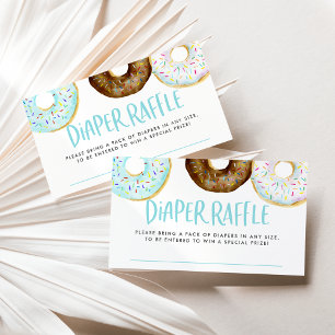 Visita Tarjeta Raffle de pañales para bebé con donuts azu