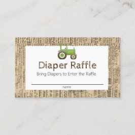 Visita Tarjeta Raffle Diaper de Tractor Verde Granja