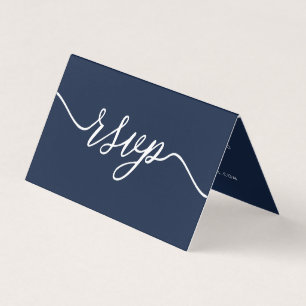Visita Tarjeta RSVP de fotos y guiones simples y azul mar