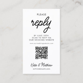 Visita Tarjeta RSVP de matrimonio con código QR Mínimo Si