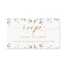 Tarjeta RSVP en línea de Boda de escritura de oro 