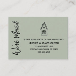 Visita Tarjeta Sage "We've Moved" con dibujo de Little Ho