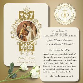 Visita Tarjeta Sagrada de Favor de Boda Católica Elegante