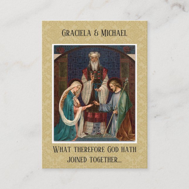 Visita Tarjeta santa católica de boda Mary Joseph (Anverso)