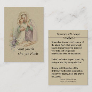Visita Tarjeta santa de Jesús Memorare del niño de San