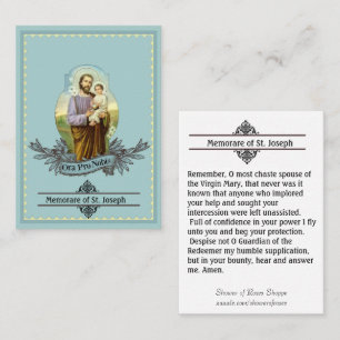 Visita Tarjeta santa del rezo de San José Memorare