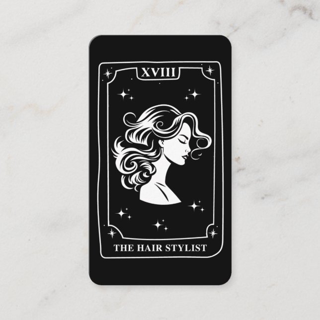 Visita Tarjeta Tarot mística Estilo de cabello negro y bl (Anverso)