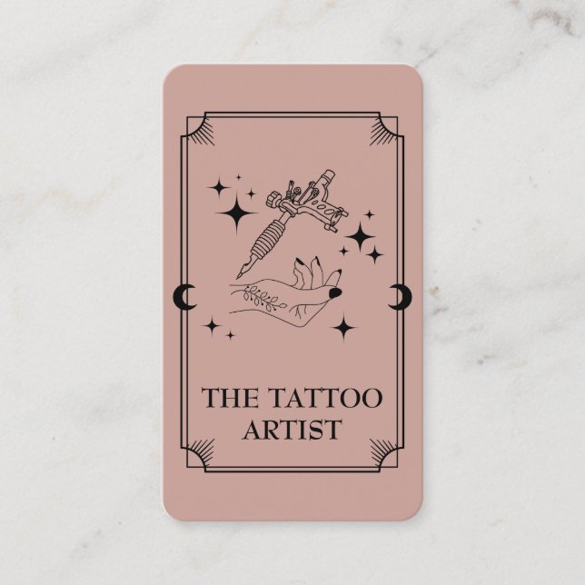 Visita Tarjeta Tarot Tattoo Artista Celestial de la tarje (Anverso)