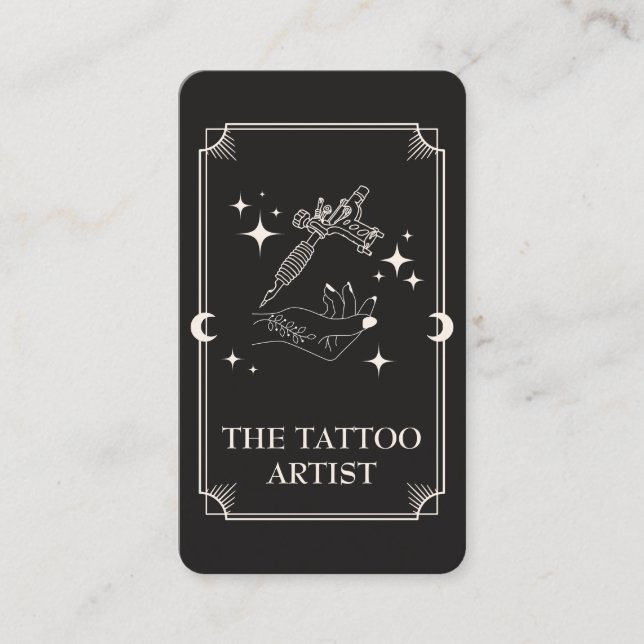 Visita Tarjeta Tarot Tattoo Artista Celestial de la tarje (Anverso)