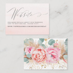 Visita Tarjeta web de Boda de Grass Floral Pampas Rosa