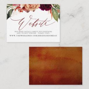 Visita Tarjeta web de Boda floral de Naranja rojo de Borg