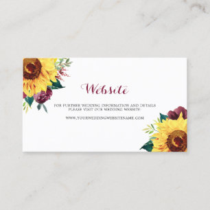Visita Tarjeta web de Boda floral Watercolor Sunflowers
