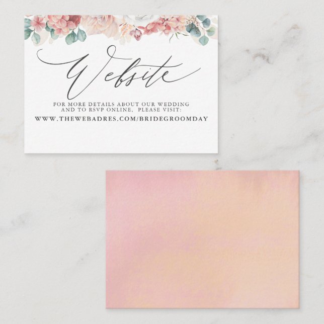Visita Tarjeta web de Dusty Rosa Peach Floral Boda (Anverso / Reverso)