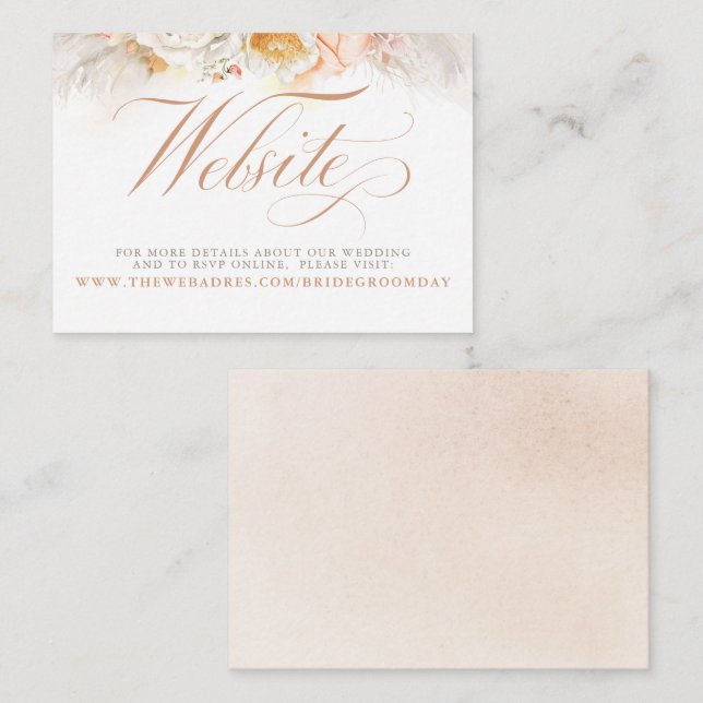 Visita Tarjeta web del Boda exótico de Pastel Floral (Anverso / Reverso)