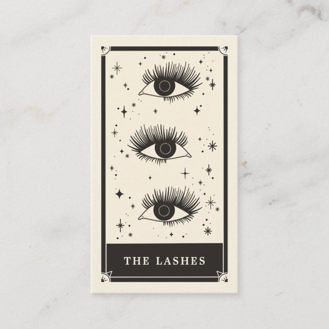 Visita Tarot celeste Lashes tarjeta de negocios negra (Anverso)