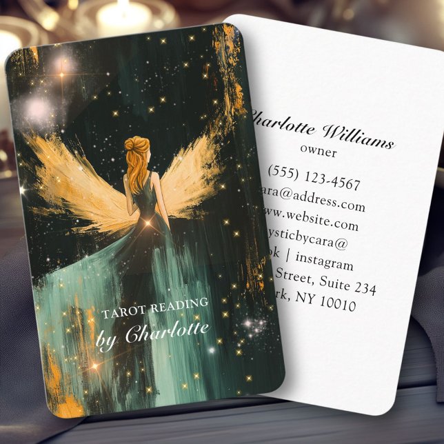 Visita Tarot, tarjeta de presentación para mujer-universa (Tarot, Universe-Wings-Woman Business Card)