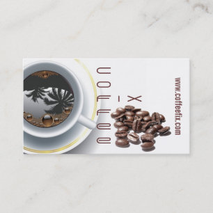 Visita taza de café y tarjeta de presentación de frijol