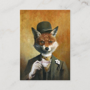 Visita Té Time Mr. Fox ACEO Tarjeta de presentación