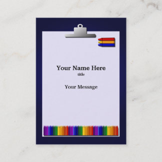Visita Teacher Crayons Diseño Tarjeta de Negocio Chubby