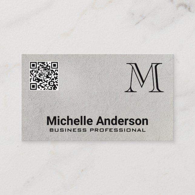 Visita Textura gris | Tarjeta de presentación Monograma Q (Anverso)