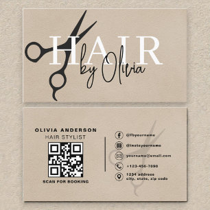 Visita Tijeras Neutras de Ante Código QR Tarjeta de Estil