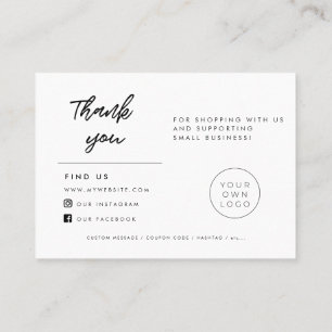 Visita Tipografía moderna Gracias tarjeta de inserción de