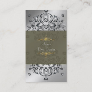 Visita Tono de tono de plata Floral Damask de tarjeta de 