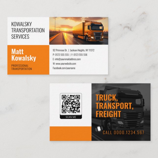 Visita Transporte y logística | Tarjeta de presentación d (Anverso / Reverso)