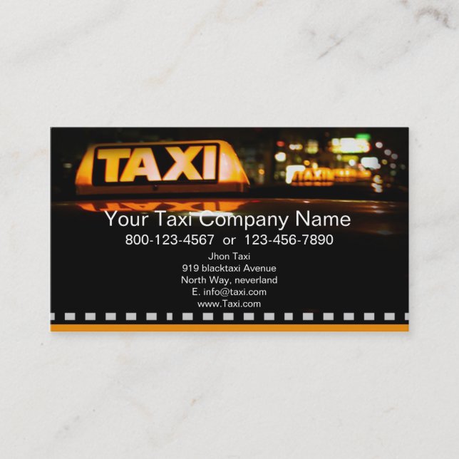 Visita Una tarjeta de la empresa de servicios del taxi (Anverso)