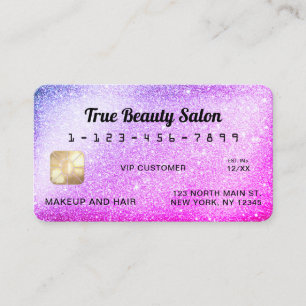 Visita Única tarjeta de crédito Sparkly Mermaid Purple Pu