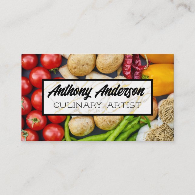 Visita Verduras | Tarjeta de presentación culinaria (Anverso)