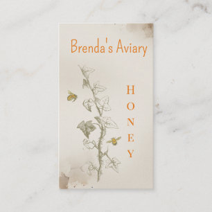 Visita Vintage Gold Watercolor Fresco Honey Tarjeta de Ne