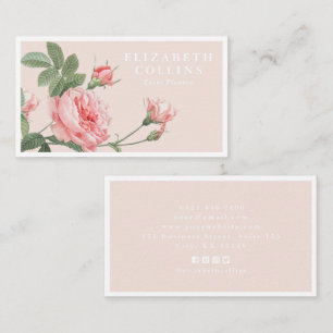 Visita Vintage Rosa Elegant Event Planner Tarjeta de pres