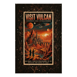 Visita Vulcan - Póster de Viaje Galáctico Retro