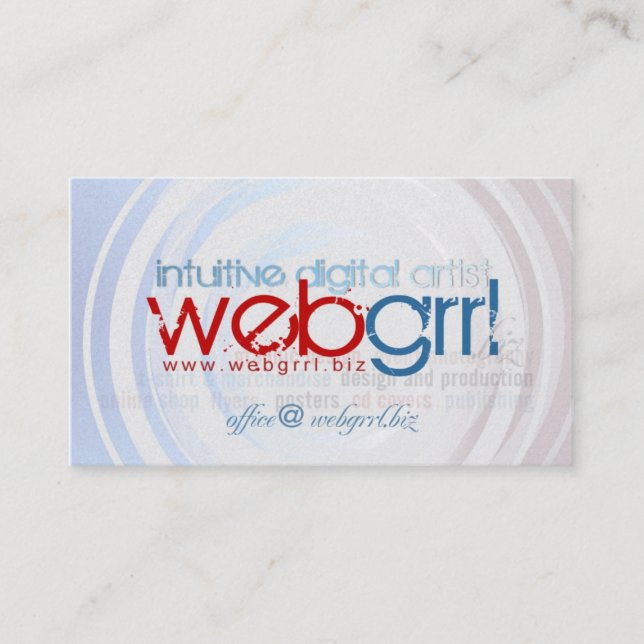 Visita Webgrrl.biz Tarjeta de presentación (Anverso)