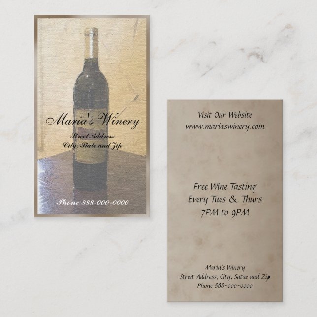 Visita Wine Bar Winery - Tarjeta de presentación (Anverso / Reverso)