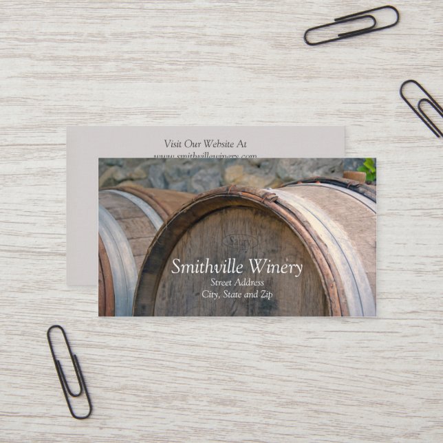 Visita Wine Barrels Winery - Tarjeta de presentación (Anverso/Reverso In Situ)