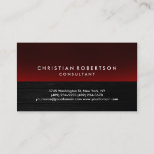 Visita Wood Effect Gray Red Cute Consultor Tarjeta de Neg