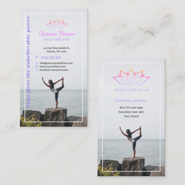 Visita Yoga | Tarjeta de presentación profesional para pr (Anverso / Reverso)