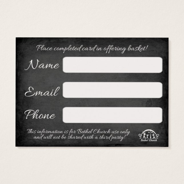 Visitante de iglesia o tarjeta de conexión (Atrás)