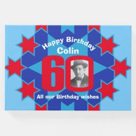 Visitas 60.ª estrella de foto de cumpleaños libro de invit