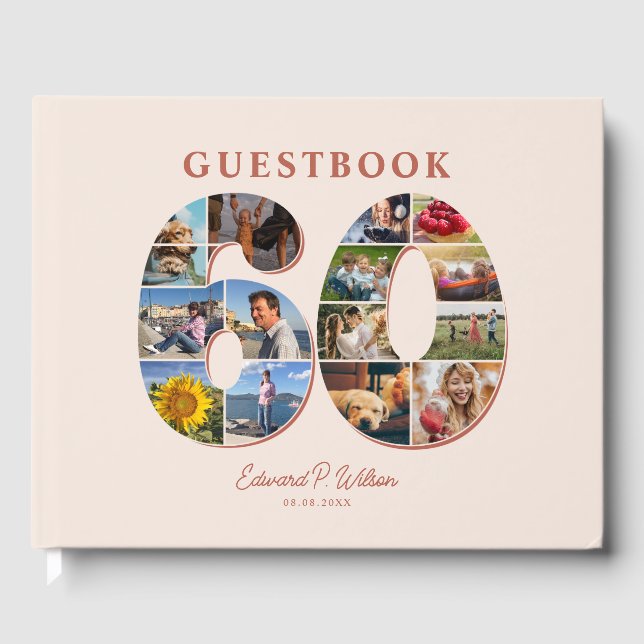 Visitas 60.º libro de Collages de fotos de cumpleaños (Anverso)