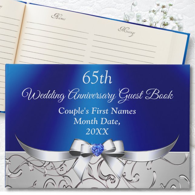 Visitas 65.º libro de Bodas para invitados, SAPPHIRE (65th wedding anniversary ideas for parents. Personalized, 65th wedding anniversary party supplies.)