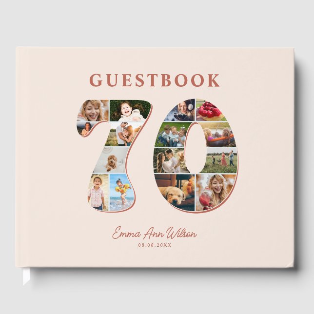 Visitas 70.º libro de Collages de fotos de cumpleaños (Anverso)