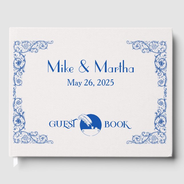 Visitas Auténtico libro de huéspedes de Boda Art Decó Vint (Anverso)