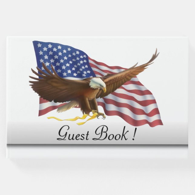 Visitas Bandera estadounidense 4 de julio Libro de invitad (Anverso)